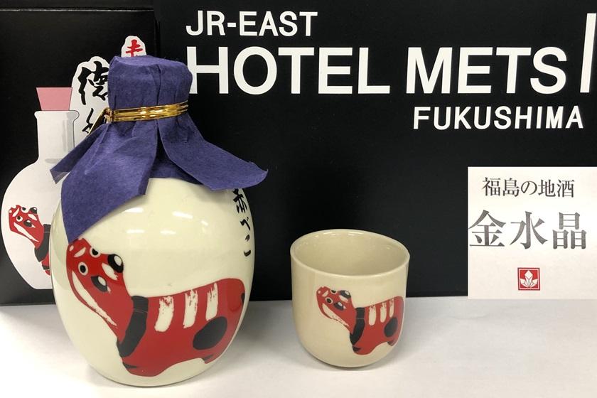 【福島地酒】金水晶　赤べこ徳利おちょこセット付プラン 朝食付
