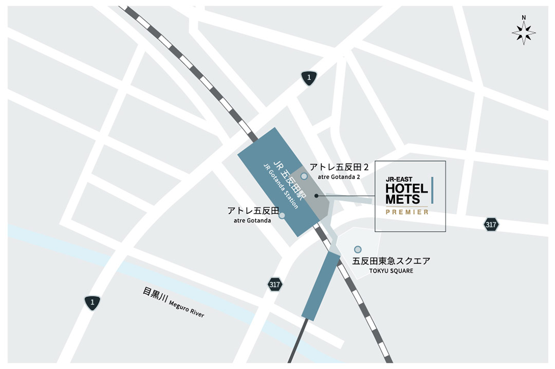 Access from JR PREMIER GOTANDA Station