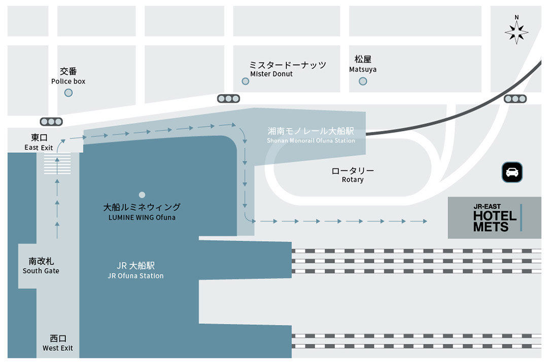 [1F] From JR Ofuna Sta. South Gate (East Exit)