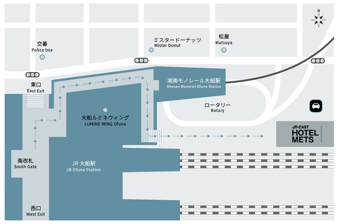 [2F] From JR Ofuna Sta. South Gate (East Exit) via Lumine Wing
