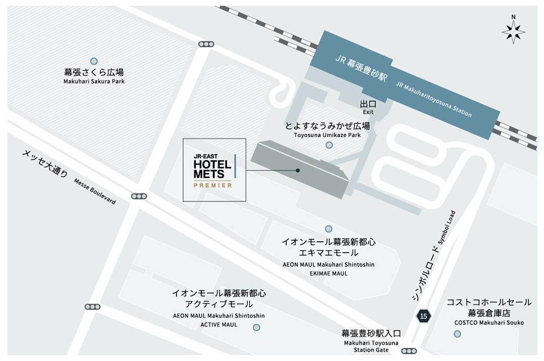 Access from JR PREMIER MAKUHARITOYOSUNA Station